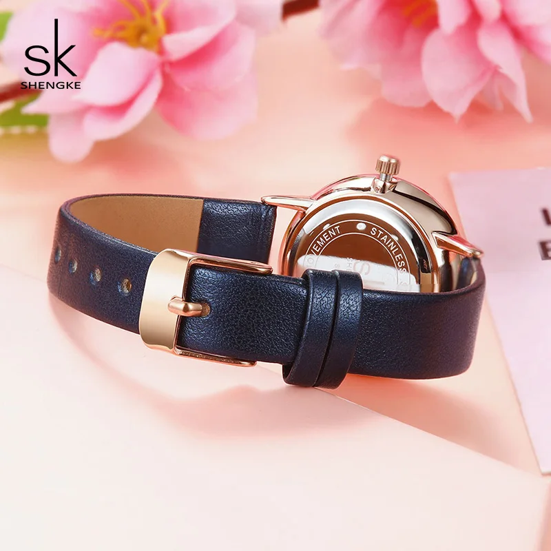 Tanie Shengke moda nowych kobiet zegarki jasny skórzany pasek zegarek na rękę Reloj Mujer 2019 panie zegarek kwarcowy zegar Montre Femme #9715