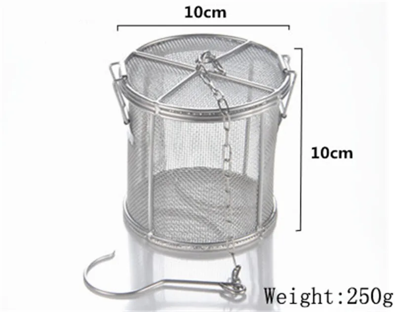 Большой 25*25 см 304 из нержавеющей стали мешок для приправ соуса супа вкус коробка для специй Чай мясо корзина горшок шлак разделение дуршлаг ситечко - Цвет: W10 x H10 cm