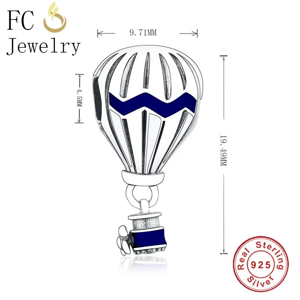 Genuine 925 Sterling Silver Hot Air Balloon Collection Charm Dangle Fits Original Pandora Charm Bracelet DIY Jewelry Making - Цвет: FFC01140