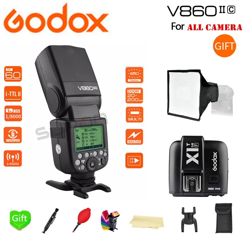 Godox V860II V860II-S/N/C/O/F X-system HSS TTL Li-Battery Flash Speedlite + XIT-C/N/F Trigger for Canon Nikon Sony Fuji Olympus