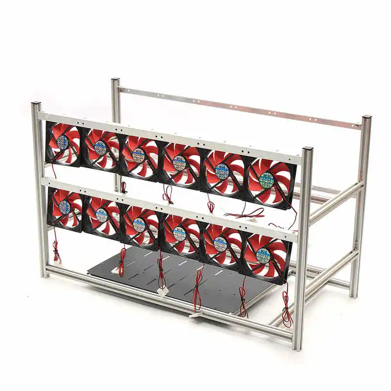 

16GPU Aluminum Stackable Box Mining Platform with 12 Led Fans Outdoor Frame ETH / ZEC / Bitcoin