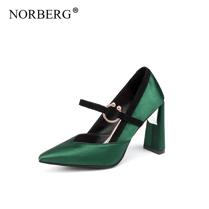 

NORBERG 2019 new ladies high heels Mary Jane shoes autumn pu leather pointed single shoes female female sandals large size 45