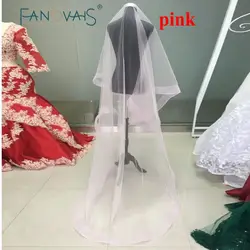 Тюлевое на заказ розовый Соборная вуаль для невесты 2019 Свадебные аксессуары вэу-де-noiva Longo com Renda Длинные фату