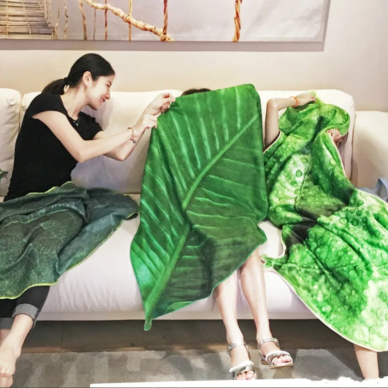 1 шт., Фланелевое мягкое одеяло с растительным листом, плюшевое одеяло для кондиционирования воздуха, постельное белье, простыня, чехол для дивана, имитация 3D дизайна