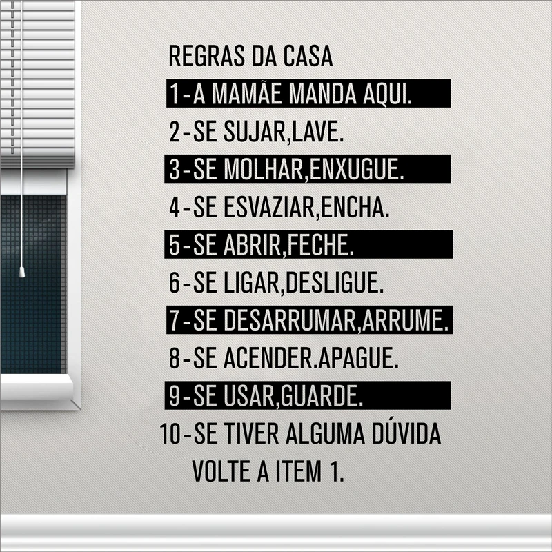 Португальский вариант правила дома виниловые настенные художественные наклейки, португальский язык Цитата наклейки на стену украшение дома