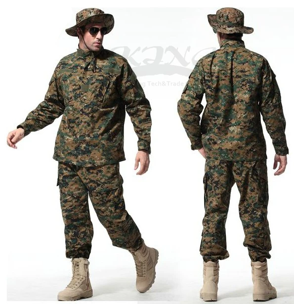 

2017 Men Top Quality Tactical Airsoft Uniform Woodland Digital Camo Suit Combat Hunting Clothing Set Training Uniform