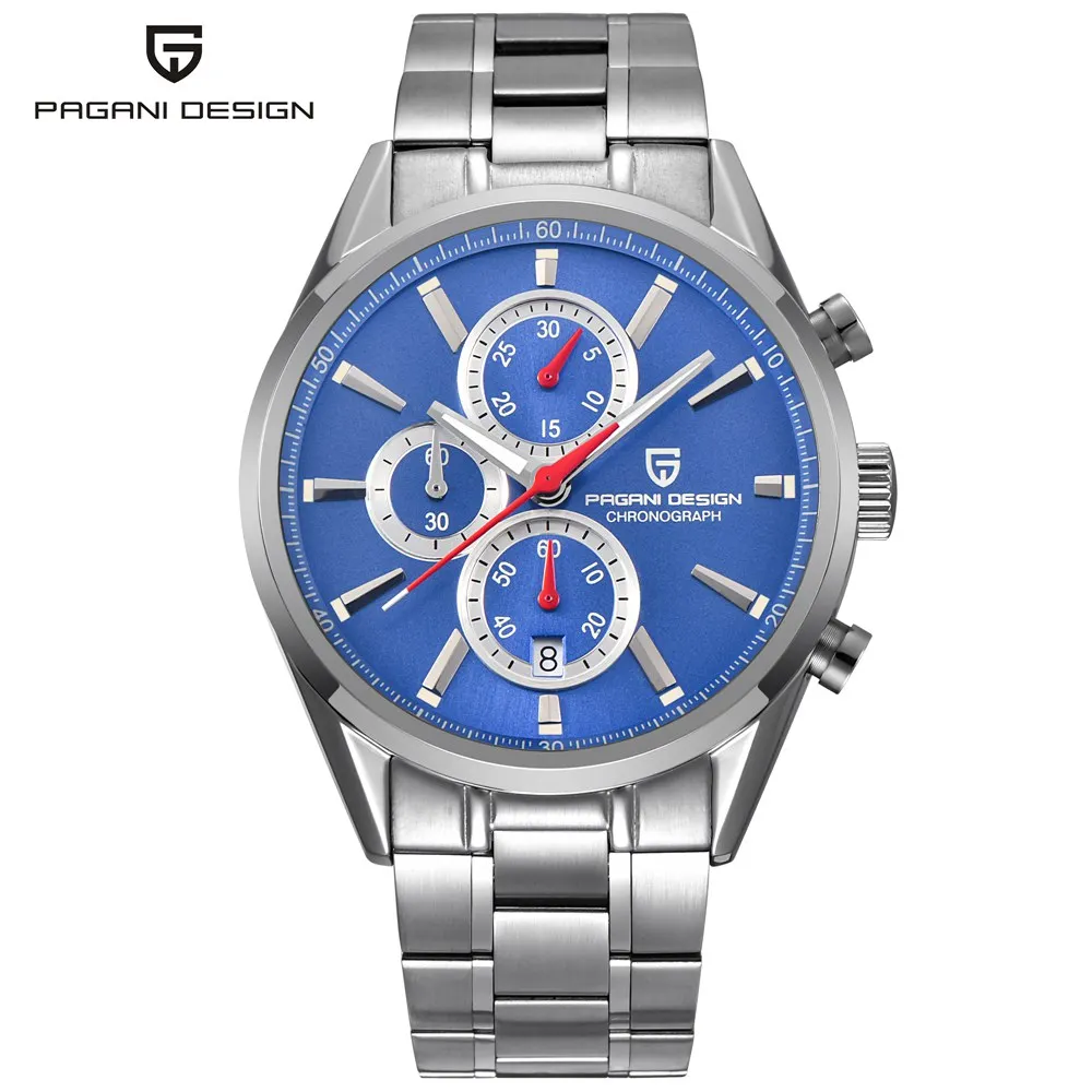 PAGANI Дизайн мужские часы лучший бренд класса люкс из нержавеющей стали Спортивные кварцевые мужские наручные часы Мужские часы relogio masculino - Цвет: steel blue