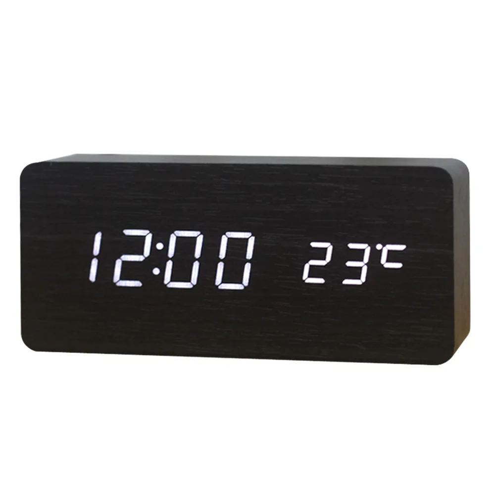 New wooden LED Alarm Clock,despertador Temperature Sounds Control LED display,electronic desktop Digital table clocks,SKU04A4A01