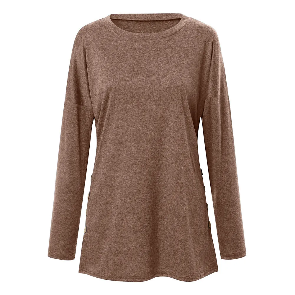 

Women Plus Size Winter Women Sweaters Loose Pullovers Sweater Button Side Long Sleeve Tunic Top Suit S-3XL New Arrival