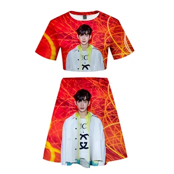 

KPOP GOT7 Short skirt suit Hot 2 Short Sleeve T-shirt and Doris Day dress suit Two Piece High Quality Casual GOT7 New Kpop Set