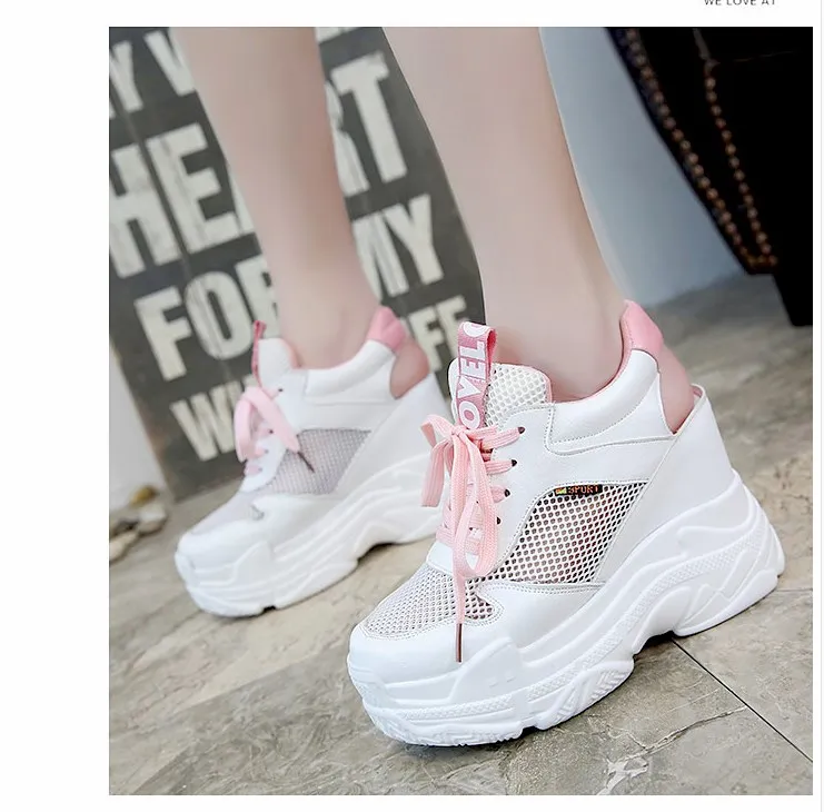 

Casual Shoes Women's Flats Shoes Mesh Breathable Platform Wedge Heels Shoes 11cm Summer Sneakers Zapatillas Deportivas Mujer