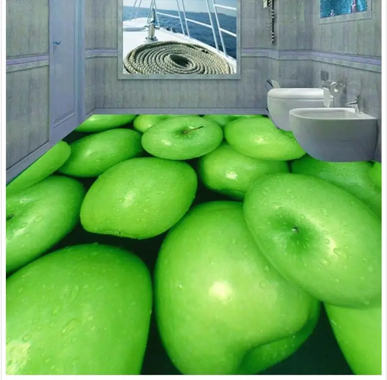 

Green fruit 3D wallpaper 3d floor murals PVC Photo floor wallpaper 3d stereoscopic Waterproof floor mural painting
