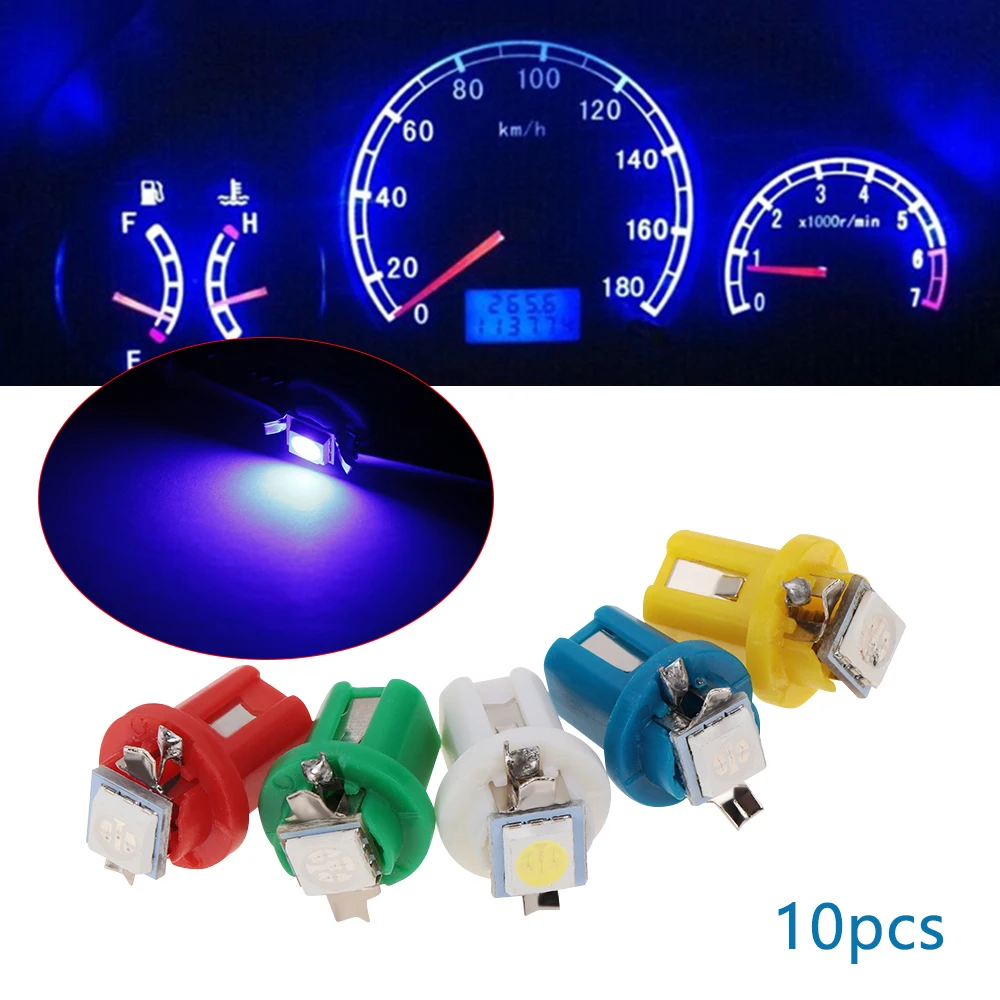 10Pcs B8.5D Car Gauge T5 smd LED Dashboard Instrument Cluster Gauge Light White