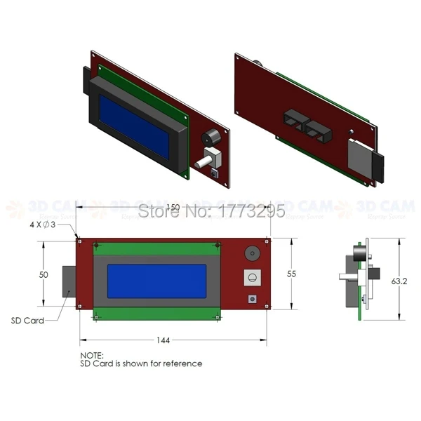 

NEW ORIGINAL 1 Pcs LCD Display 3D Printer Reprap Smart Controller Reprap Ramps 1.4 2004LCD Control Free Shipping