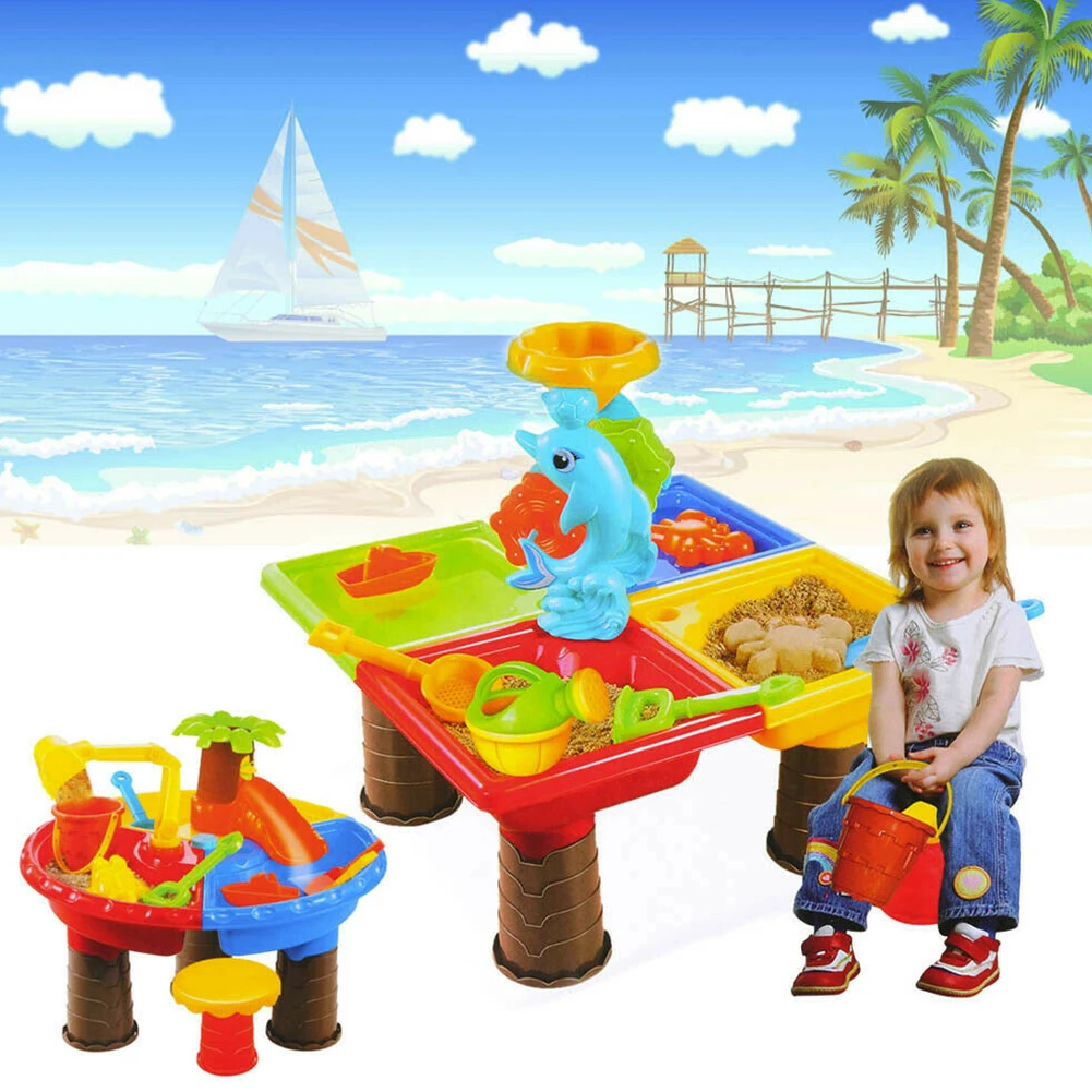 

Beach Toy Set Digging Pit Kids Outdoor Bucket Water For Children Summer Sand Table Seaside Sandglass Play Desk Garden