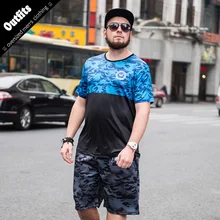 2 шт. новые летние Камуфляжный спортивный костюм Для мужчин O Воротник Наборы для ухода за кожей футболка+ Шорты для женщин повседневные мужские Костюмы для Для мужчин удобные