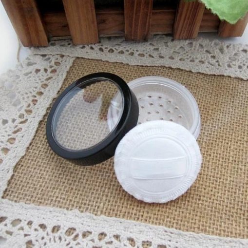

100pcs/lot 20ml /15g loose powder jar with sifter / nail glitter container with clear window black rim cap