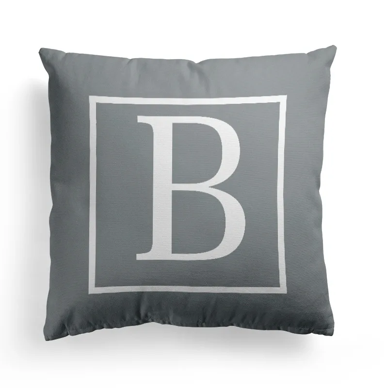 С изображением букв алфавита, печатные серый наволочка для декоративных подушек Чехлы Применение для дома диван автомобилей офисного Almofadas Cojines размером 45*45 см - Цвет: B