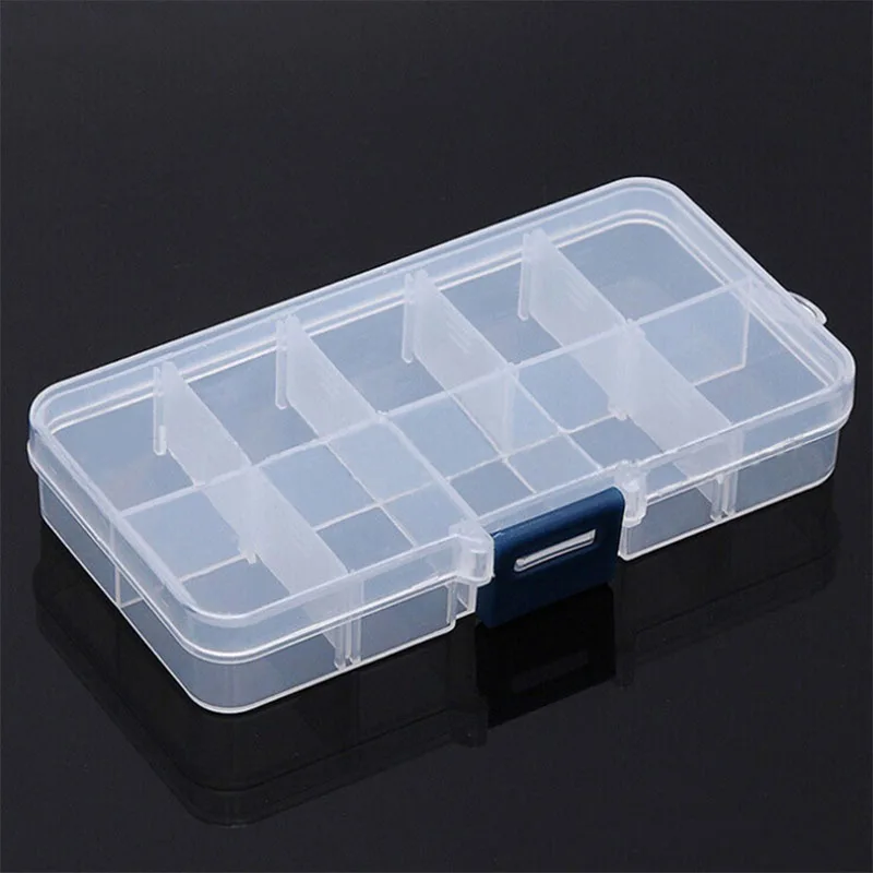 

Creative 10 Grid Detachable Transparent Plastic Box Stylish Cosmetic Nail Art Makeup Jewelry Beads Accessories Storage Tools