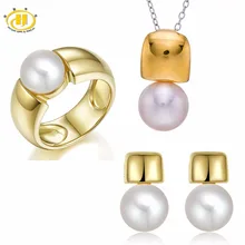 Hutang, 925 пробы, серебро, натуральный пресноводный жемчуг, наборы свадебных ювелирных изделий, кольцо и серьги и кулон, хорошее ювелирное изделие для женщин, подарок