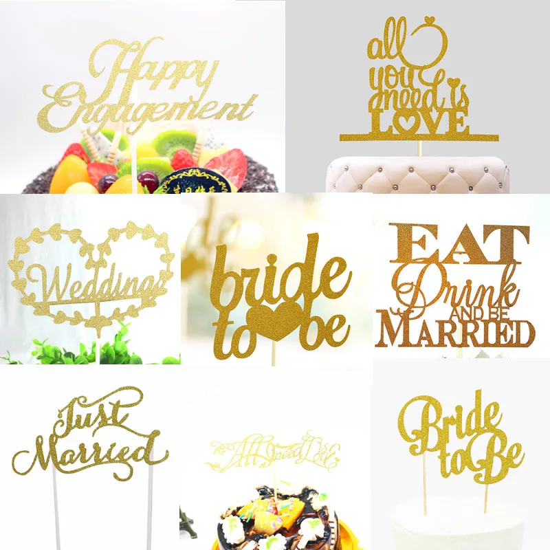 

Glitter Bride to be Love Heart Wedding Cake Topper Mr Mrs Souvenirs Birthday Party Decoration Wrapper Baby Shower Centerpieces