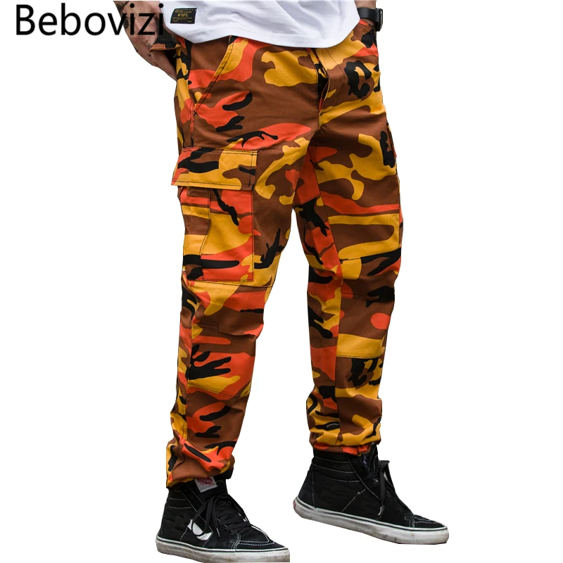 Bebovizi Brand Hip Hop Hipster Pockets Pants Camo Cargo Pants Harajuku