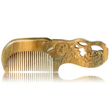 Trendy High Standard flower carving peach wooden comb hair straightener with beautifully packaged free shipping Hair combs