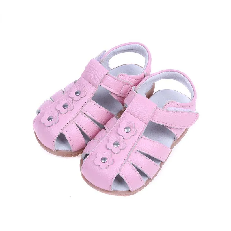 Girls Sandals Summer Genuine Leather Children Shoes Flower Girls Princess Shoes Slip-resistant Kids Sandals