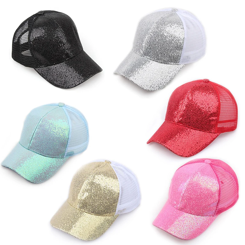 Men Women Unisex Personality Casual Fluorescence All-match Sunscreen Mesh Breathable Sequin Cap Baseball Running Tennis Caps 1