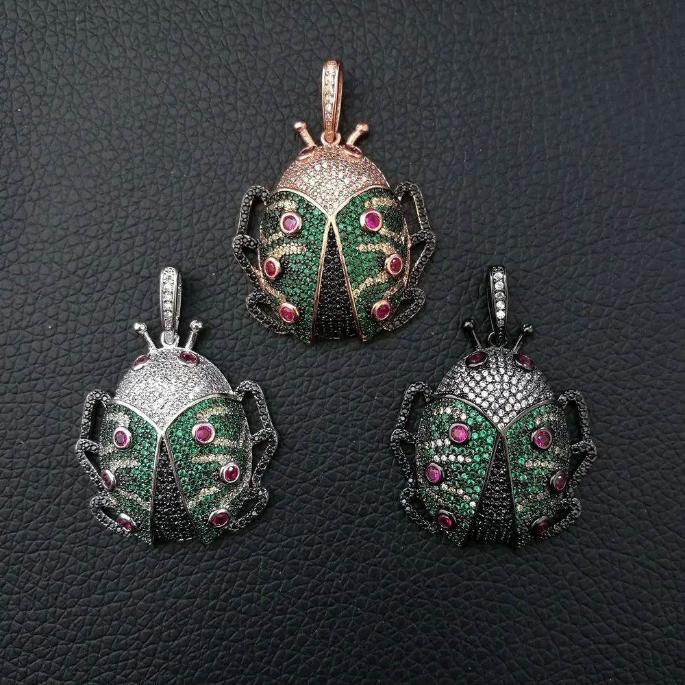 

CP071 1 pc 31X35mm CZ Micro Pave Beetle Pendant Insect Charms Necklace Jewelry