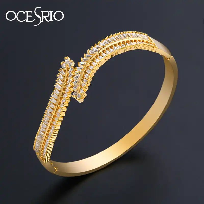 Ocesrio Crystal Ear Of Wheat Gold Bracelets For Women Cubic Crystal Ear Of Wheat Gold Bracelets