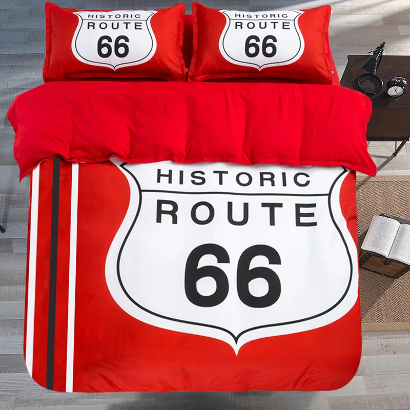 historic route 66 bedding set 3 4pcs home textile twin single double route 66 bed sheets
