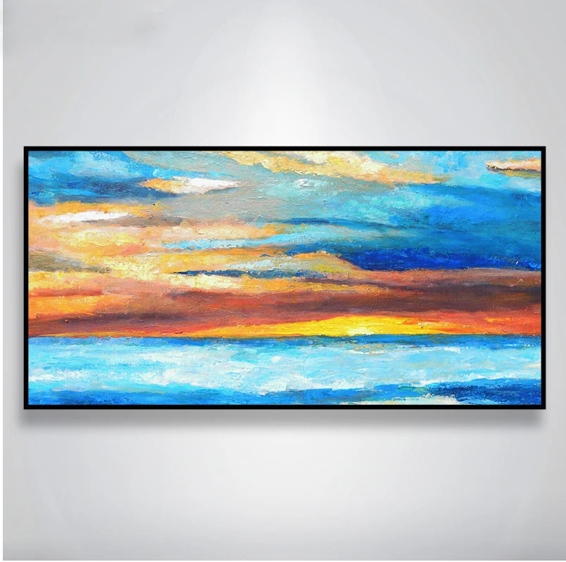 Handmade Tebal Pisau Kualitas Tinggi Modern Abstrak Karya Seni Halus Kanvas Senja Sky Pantai Tidur Karya Seni Dinding Lukisan Minyak Painting Calligraphy Aliexpress