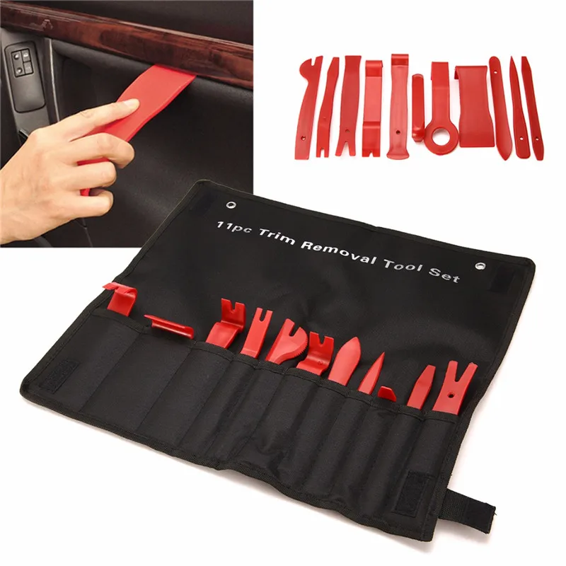 

Mayitr 11pcs Professional Car Vehicle Door Dash Trim Tool Panel Molding Clip Retainer Open Removal Pry Hand Tools Pouch Set