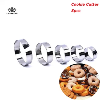 

5Pcs/Set Stainless Steel Round Circle Cookie Mousse Cake Ring Cake Gum Paste Mould Layer Slicer DIY Cake Decorating Mould
