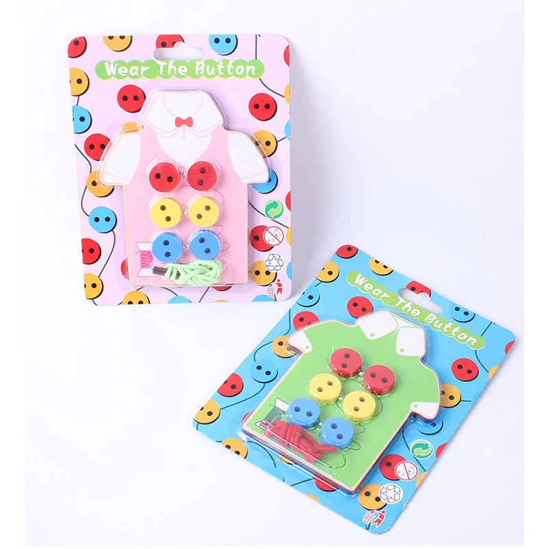 

Montessori Educational Wooden Beads Lacing Board Puzzles Toddler Edge Sewing Buttons Early Teaching Aids Toys Children Boy Girls