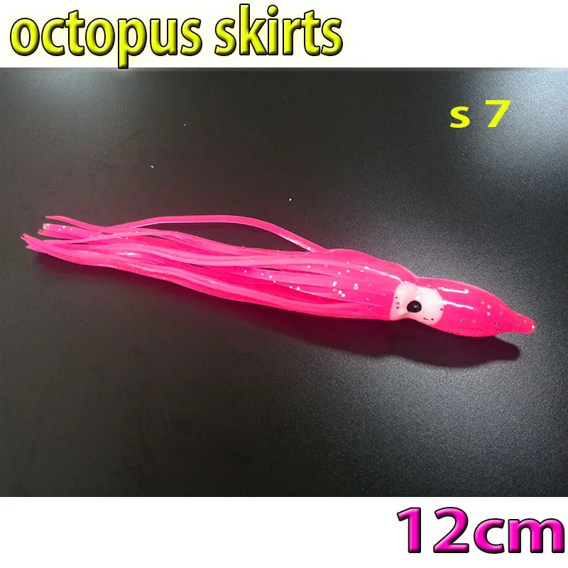 Больше цветов на выбор, юбки осьминога для рыбалки, размер: 12 см, 26 цветов, 10 шт./лот, Мягкая приманка