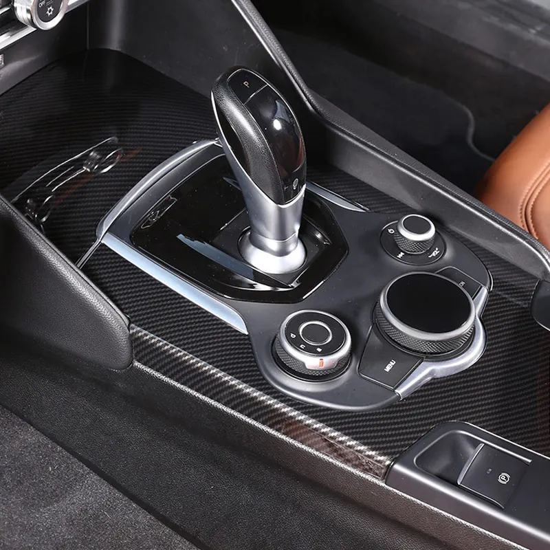 

For Alfa Romeo Giulia 2017 ABS Carbon Fiber Interior Center Console Gear Shift Panel Cover Trim Auto Accessory