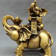 " Китайский Бронзовый народная Богатство YuanBao Цай фу статуя слона Животные Скульптура