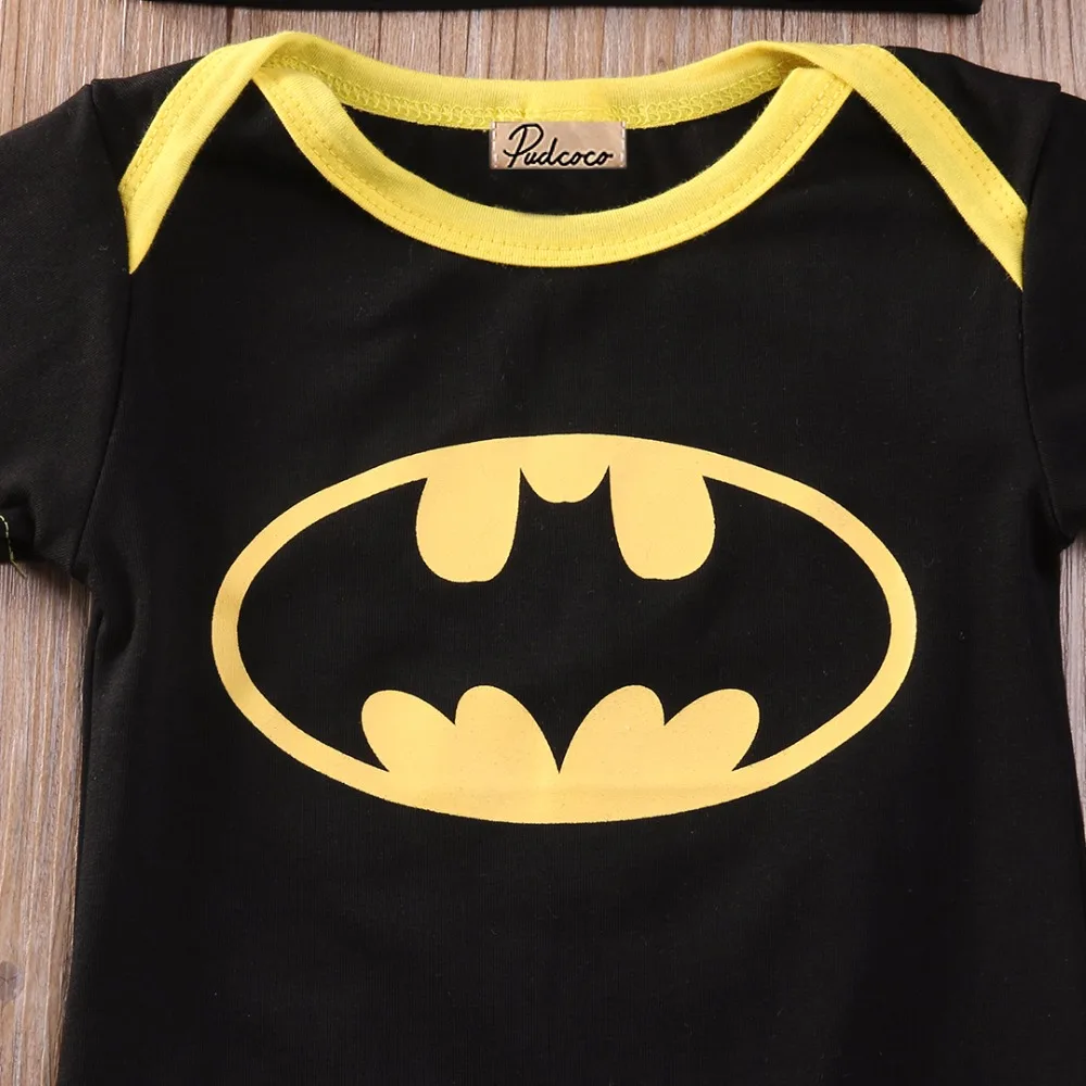 Newborn Toddler Boy Clothes Baby Infant Batman Romper Jumpsuit Hat Shoes 3Pc Set