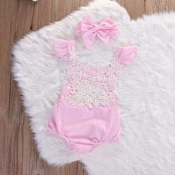 

Newborn Infant Baby Girls Lace Floral Romper Jumpsuit Outfits Set Sunsuit 0-18M