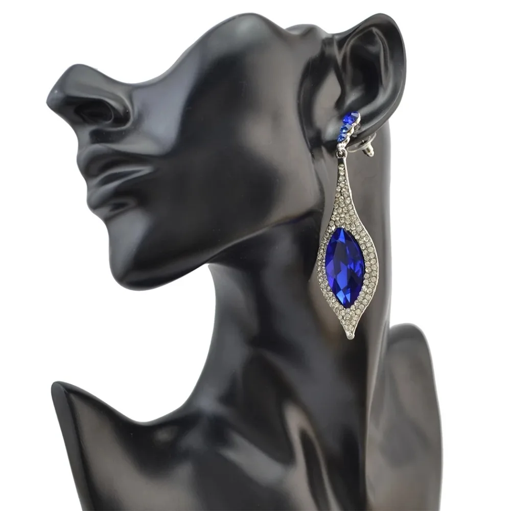 

Luxury Wedding Earrings For bridal Purple Clear Crystal Teardrop Dangle Earrings silver Women Oorbellen Pendientes Mujer Jewelry