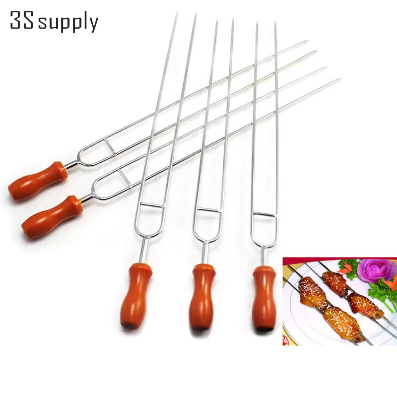 8pcs/pack barbecue roasting needles stainless steel skewers high