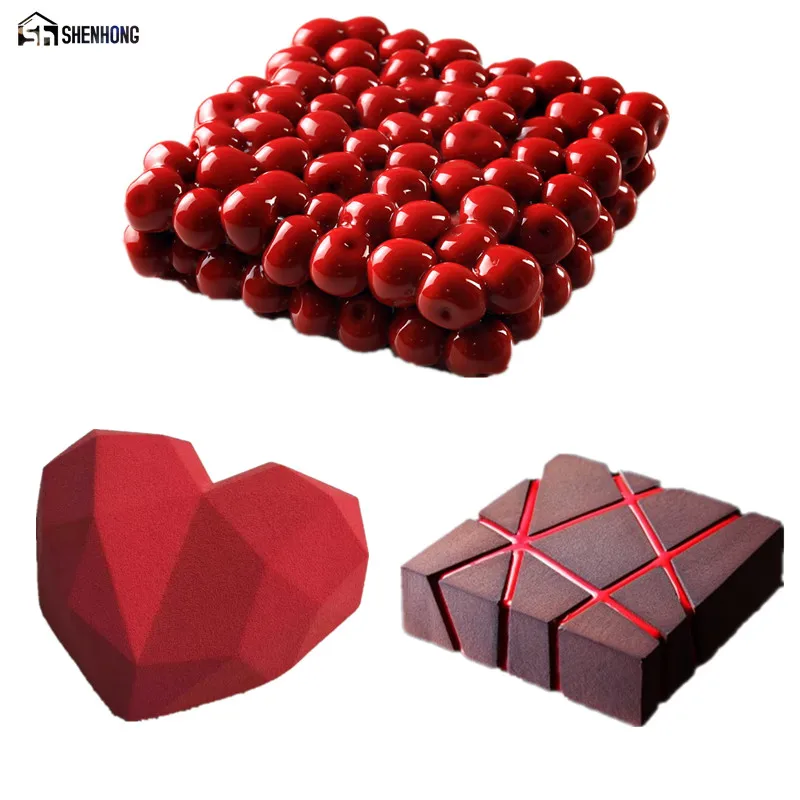 SHENHONG Pop 3 шт./компл. Вишневое Алмазное сердце 3D формы для искусства торта