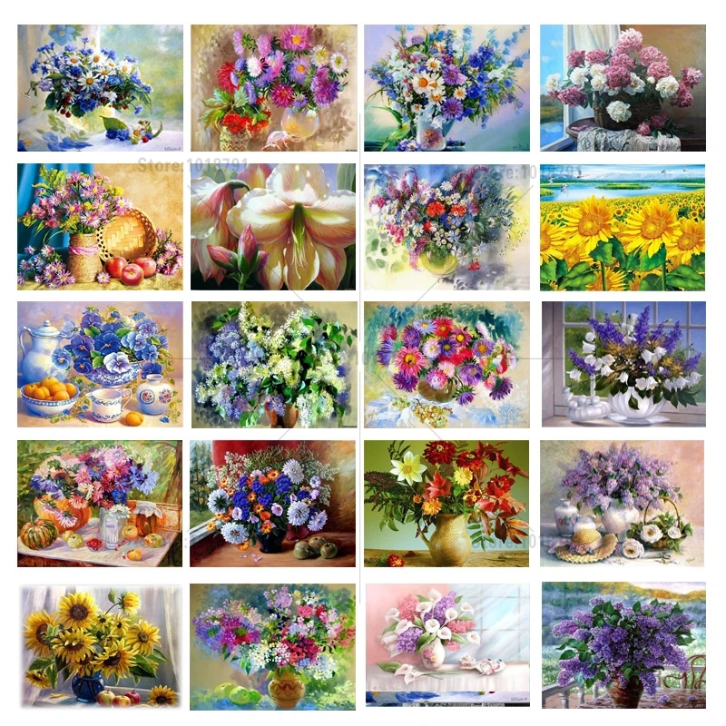 

5d Diamond Painting Flowers Chinese Cross Stitch Mosaic Painting Diamond mosaic Diamond embroidery Crystal Painting Rhinestones