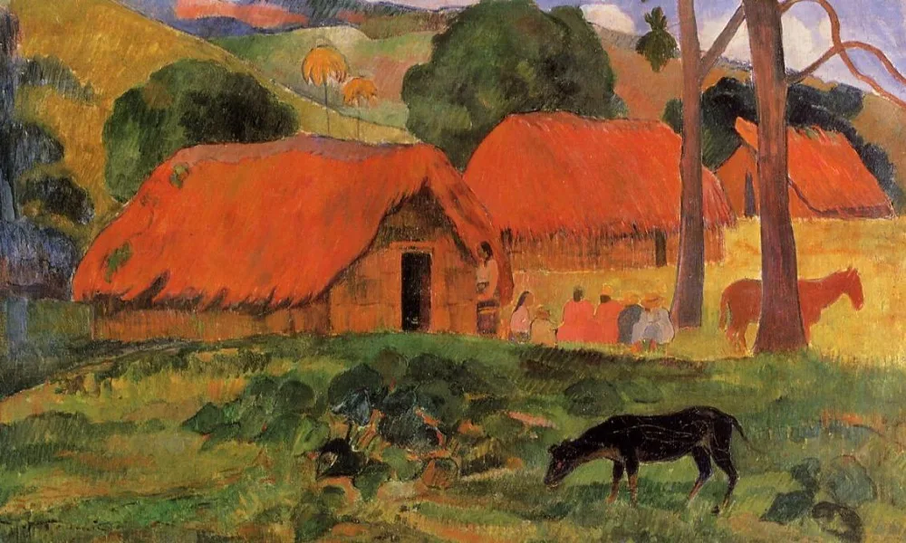 

High quality Oil painting Canvas Reproductions The Three Huts (1891) by Paul Gauguin hand painted