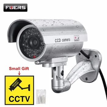 

Fuers Fake Camera Outdoor Waterproof Dummy CCTV Camera With Flashing Red LED Realistic Look Bullet Indoor Fake Security Camera