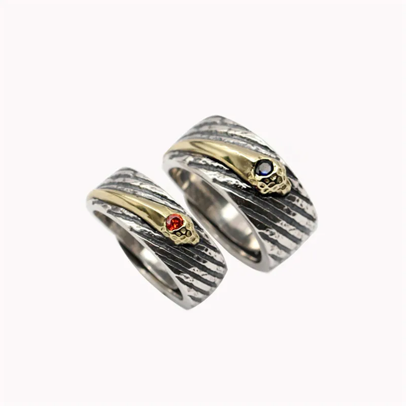 

Fashion Comet Silver 925 Lovers Cuff Band Rings Set Red/Blue Stone 100% Real 925 Sterling Silver Jewelry Cool Couples Ring Gifts