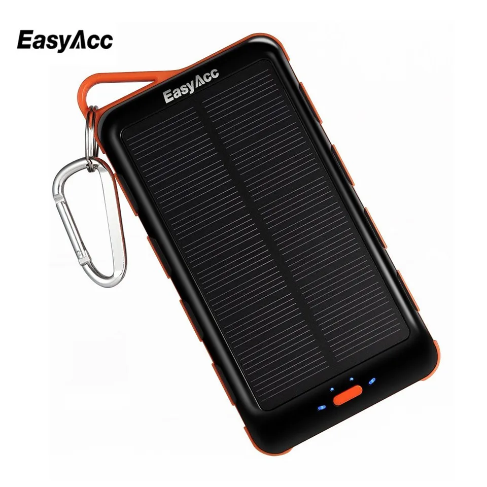 

Easyacc 15000mAh Power Bank With Solar Panel and Flashlight External Battery Portable Charger for Samsung HTC Tablets