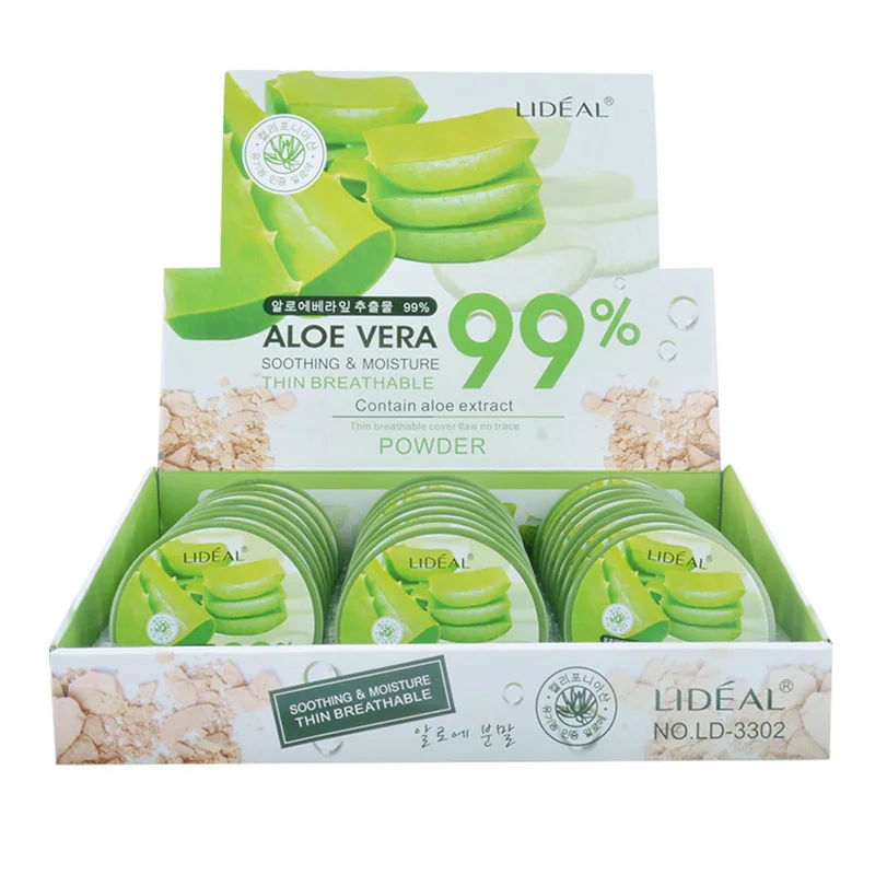 

Hot sale Natural Aloe Vera Pressed Powder Makeup Moisturizer Whitening Smooth Foundation Concealer